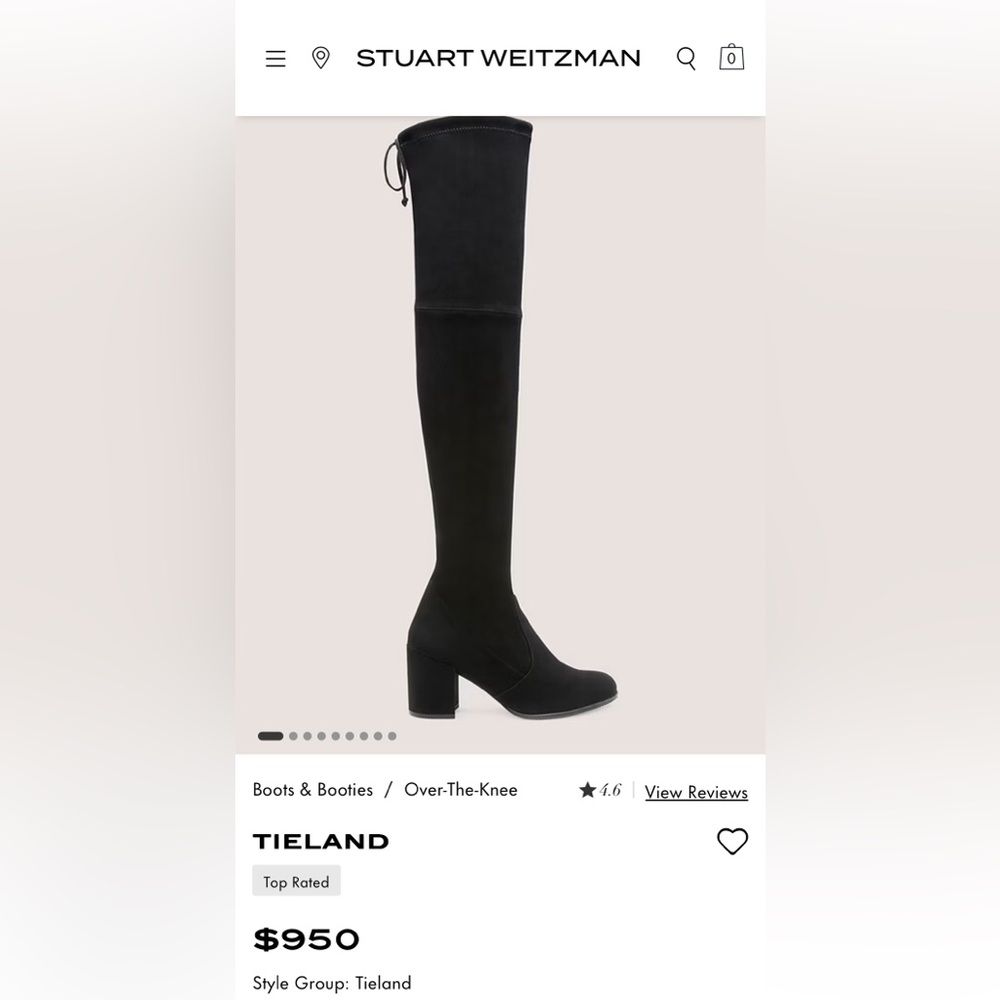 Stuart Weitzman Tieland Over-the-Knee Boot - Black Suede. Size 9.